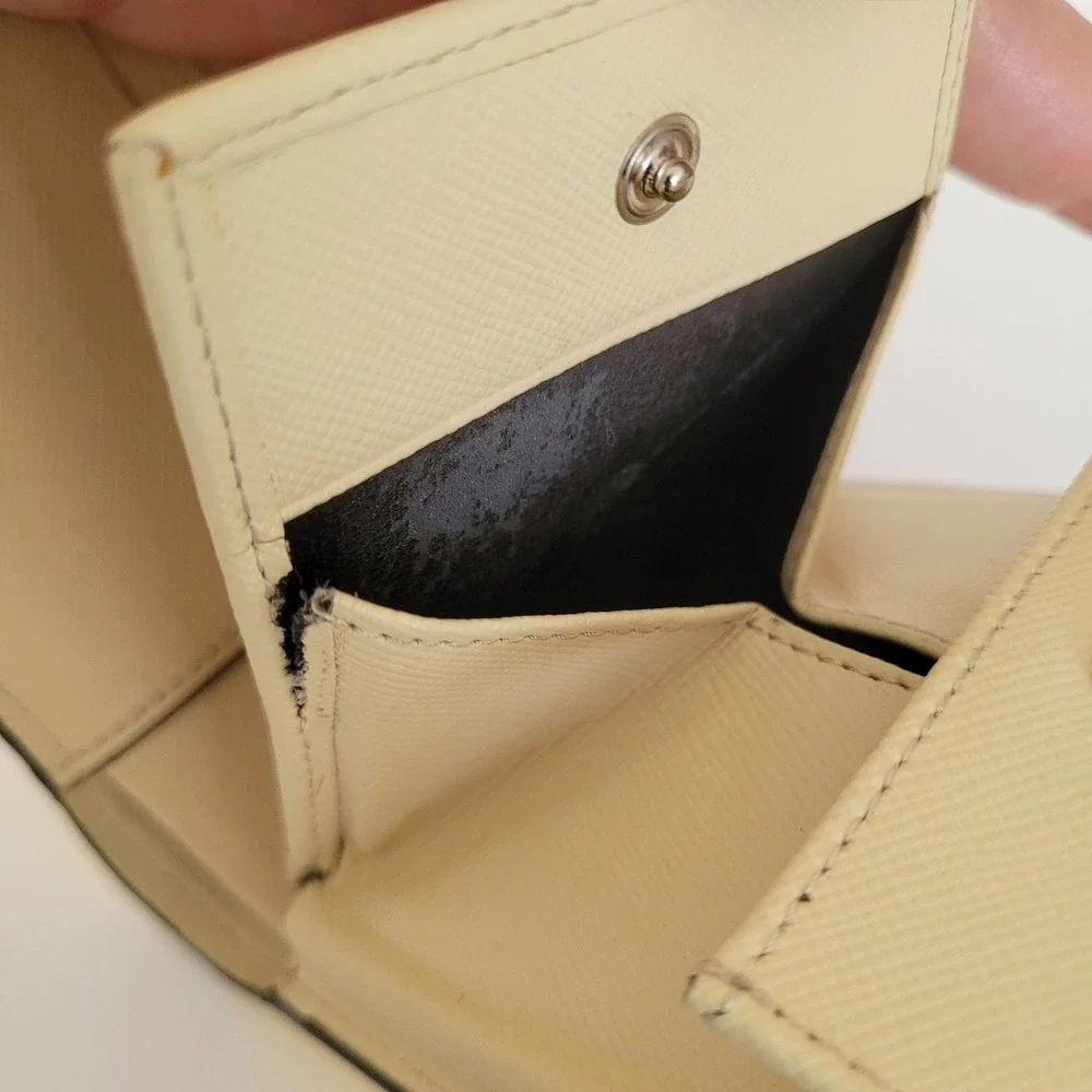 Marni Saffiano Leather Bifold Wallet Cream Yellow Colorblock Made in Italy